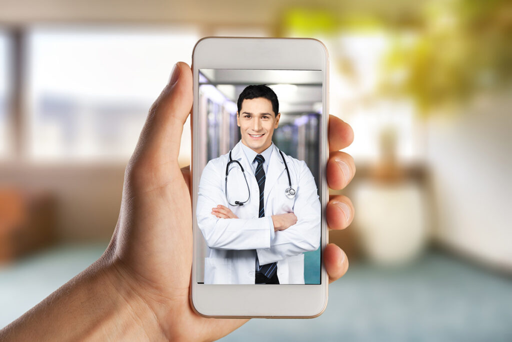 Consulta médica por teleconsulta.